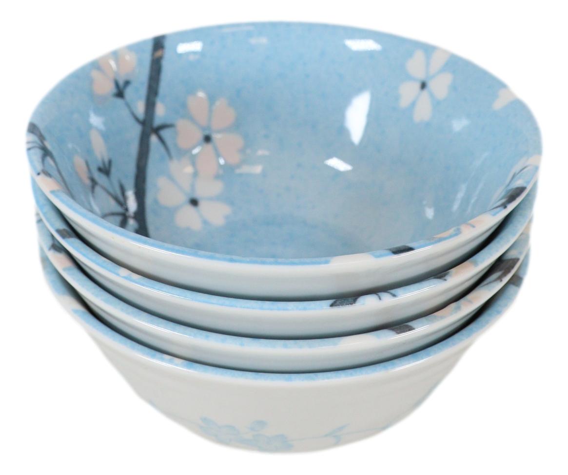 Made In Japan Cherry Blossoms Soup Rice Pasta Salad Cereal Bowls 6"D 16oz Set 4
