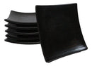 Pack Of 6 Kokuyo Black Collection Curved Square Appetizer Dessert Salad Plates