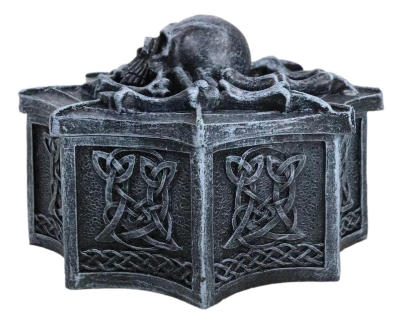 Arachnid Spider Skull On Cobweb With Celtic Knotwork Rune Symbols Decorative Box