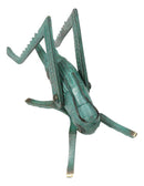 Antiqued Green Verdigris Solid Brass Medium Cricket Good Luck Sculpture 5.5"L