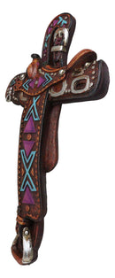 Country Western Rustic Horse Saddle Faux Tooled Leather Decorative Wall Cross