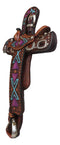 Country Western Rustic Horse Saddle Faux Tooled Leather Decorative Wall Cross