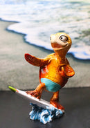 Sunkissed Surfing Turtle with Brown Shell Riding Surfboard Over Waves Figurine
