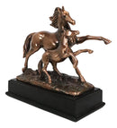 Rustic Western 2 Running Mother And Foal Equine Horses In Bronzed Resin Statue