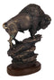 Large 20"H North American Grassland Plains Bison Buffalo On Rocky Slope Statue