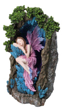 Sleeping Pink Fairy On Blue Crystals Enchanted Tree LED Backflow Incense Burner