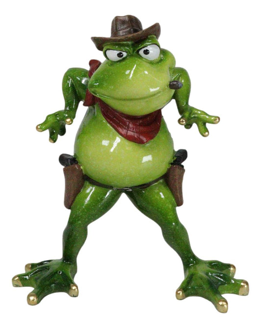 Wild West Cowboy Toad Frog In Standoff With Hat Cigar And 2 Pistols Figurine - Ebros Gift