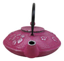 Magenta Ume Plum Blossoms Cast Iron Tetsubin Teapot With Enamel Liner