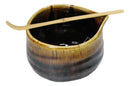 Brown Black Waterfall Ceramic Japanese Matcha Green Tea Bowl Whisk & Scoop Set