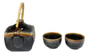 Artistic Black & Brown Waterfall Reactive Glaze 32oz Teapot With 2 Tea Cups Set