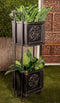 Rustic Farmhouse 2 Tiered Black Metal Box Planters With French Floral Design