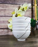 Pack Of 6 Ceramic Yukino Hana Collection Small Rice Soup Appetizer Bowls 10oz