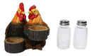 Rooster & Hen Salt and Pepper Shaker Holder Country Rustic Farmhouse Chicken