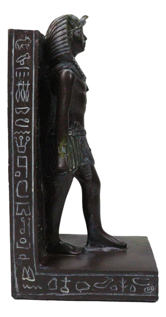 Son of Horus Pharaoh Egyptian King Tut Standing On Hieroglyphic Base Bookend