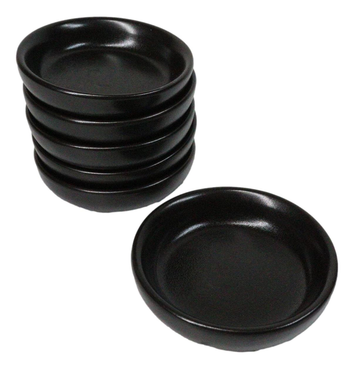 Pack Of 6 Ceramic Kokuyo Black Soy Sauce Oil Condiment Round Dishes Bowls 1.5oz