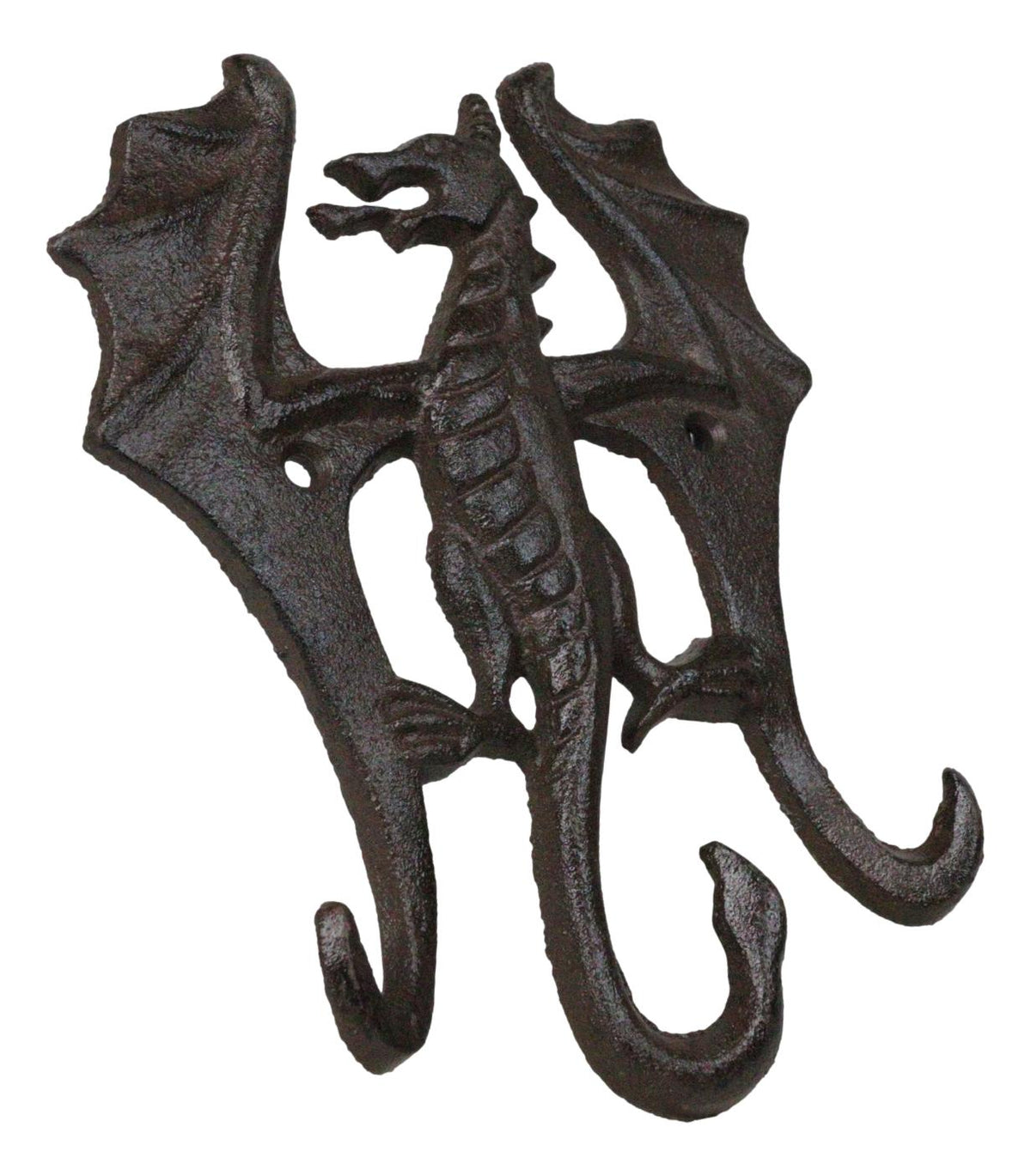 Pack Of 2 Cast Iron Rustic Fantasy Viking Beowulf Dragon 3Pegs Wall Keys Hook