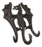 Pack Of 2 Cast Iron Rustic Fantasy Viking Beowulf Dragon 3Pegs Wall Keys Hook