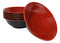 Set Of 6 Red And Black Round Medium Pasta Soup Salad Rice Melamine Bowls 9"D