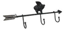 Cast Iron Rustic Farmhouse When Pigs Fly Angel Pig With Arrow 3-Peg Wall Hooks