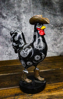 Black Western Country Cowboy Chicken Rooster Wearing Hat And Boots Figurine 8"H