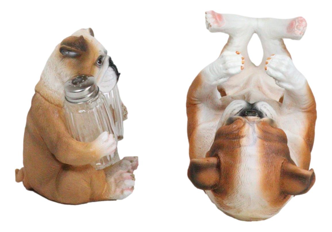 Meatball English Bulldog Wine Holder And Salt Pepper Shakers Holder Figurine Set