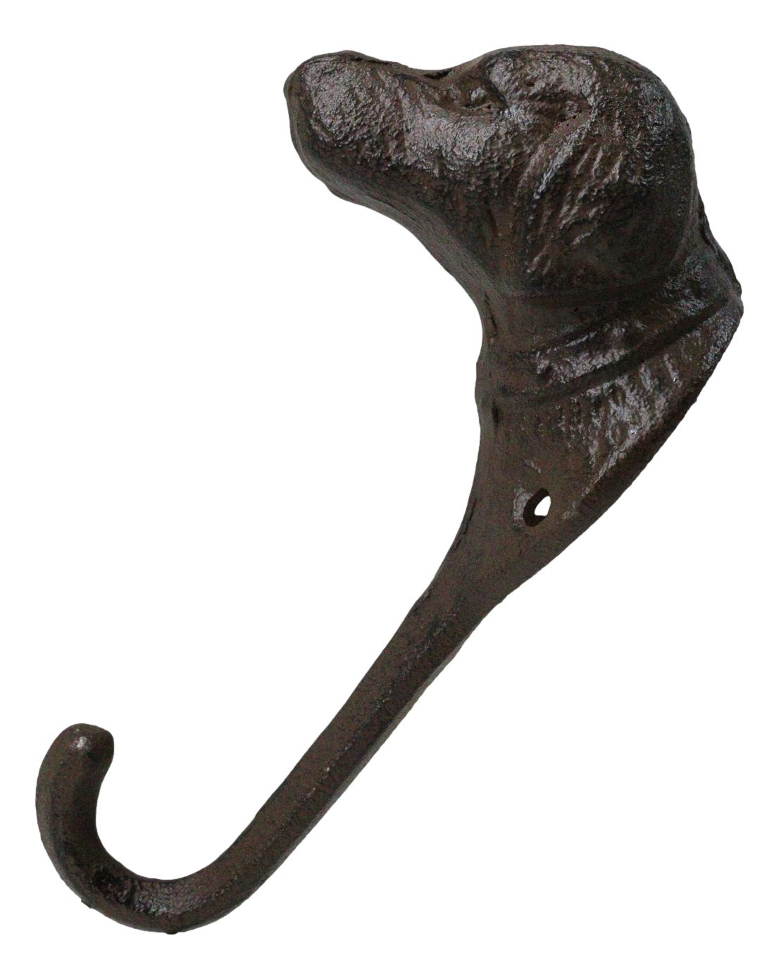 Pack Of 2 Cast Iron Rustic Canine Pet Pal Dog Wall Coat Keys Hook Sculptures