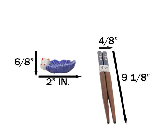 5 Pairs Of Pastel Sakura Cherry Blossoms Ceramic Rests And Wooden Chopsticks Set