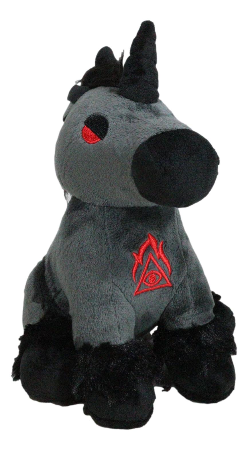 Mythical Fantasy Legend Black Dark Unicorn Hell Steed Luxe Soft Plush Toy Doll