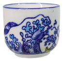 Great Wave Kanagawa Hokusai Porcelain Sake Flask And 4 Ochoko Cups Set