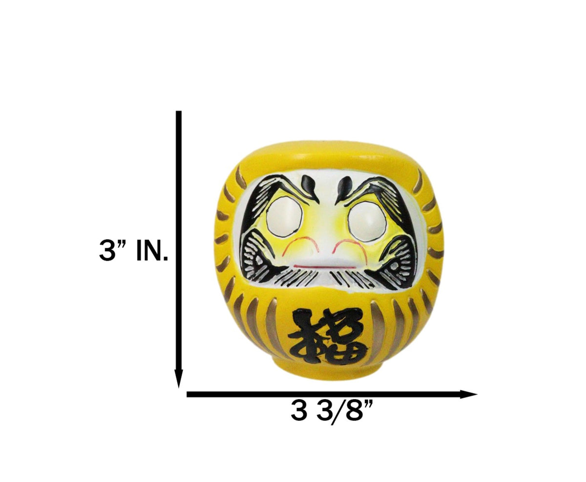 Yellow Talisman of Protection Japanese Zen Daruma Figurine With Unpainted Eyes