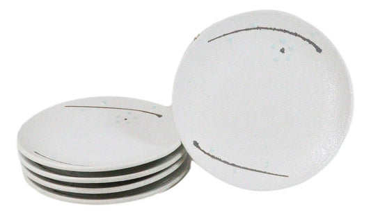 Set Of 5 Yukino Hana Snowflakes Round Appetizer Dessert Salad Ceramic Plates 6"D