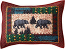 Black Bears Pine Trees Forest Quilted Throw Blanket And 2 Pillow Shams Queen Set