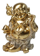 Golden Maitreya Laughing Buddha Bodhisattva Figurine Prosperity Wealth Happiness
