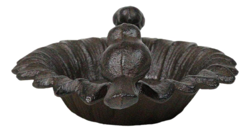 Small Rustic Cast Iron Lovebirds Perching On Sunflower Garden Bird Feeder Bath