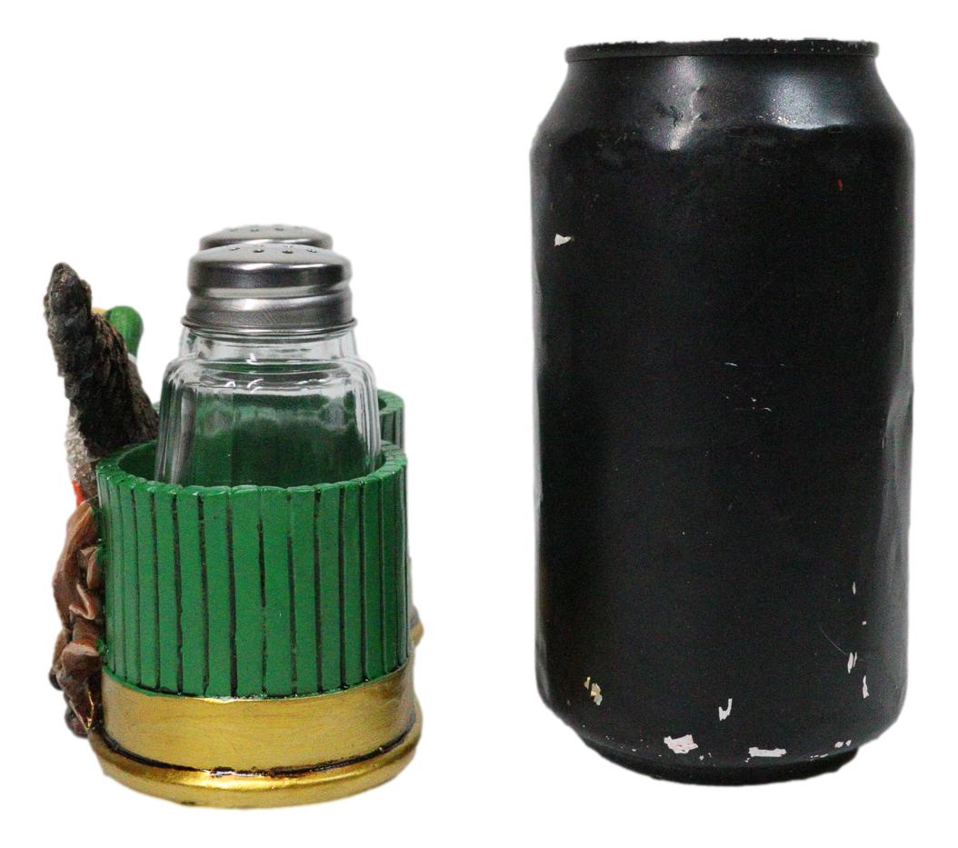 Rustic Western Mallard Duck Meadow Green Shotgun Shells Salt Pepper Shakers Set