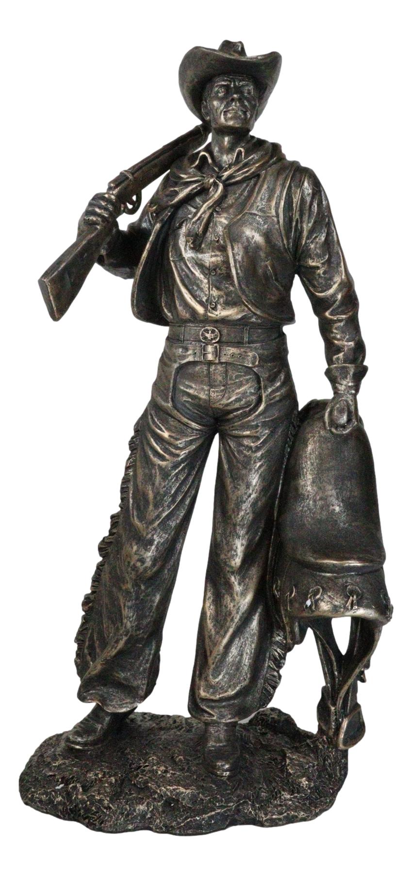 Western Ranger Steel Set Rustic Western Cowboy Ranger With Hat Carrying Rifle And Horse Saddle ...