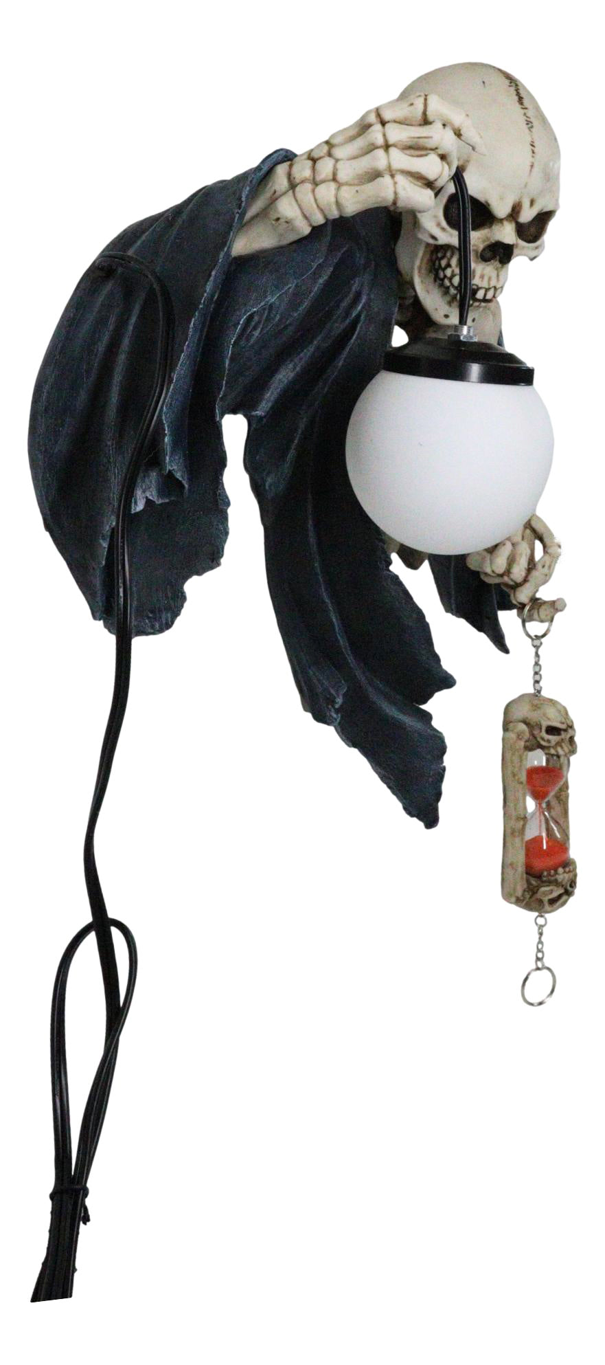 Ebros Time Waits For No Man Grim Reaper Skeleton Wall Relief Lamp with Hourglass