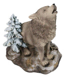 Wild Heritage Call of the Wild Howling Gray Wolf By Snowy Pine Tree Figurine