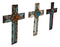 Pack Of 3 Rustic Western Tuscany Scrollwork Turquoise Amber Gems Wall Crosses