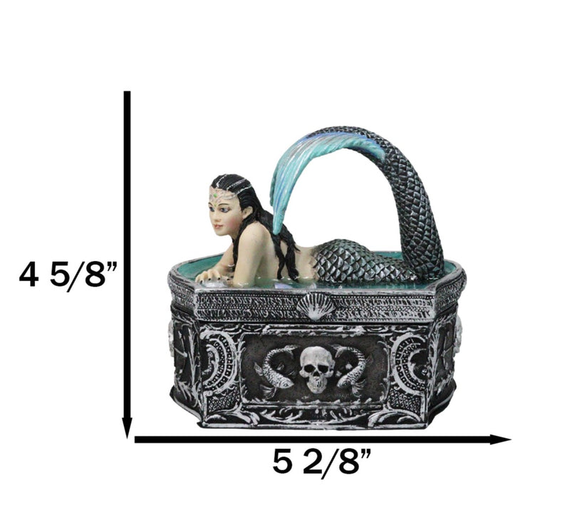 Hidden Depths Siren Mermaid On Still Water Necromancy Skull Decorative Box
