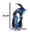 20"H Large Blue Frozen Dragon On Arch With Wyrmling By Ice Stalagmite Statue