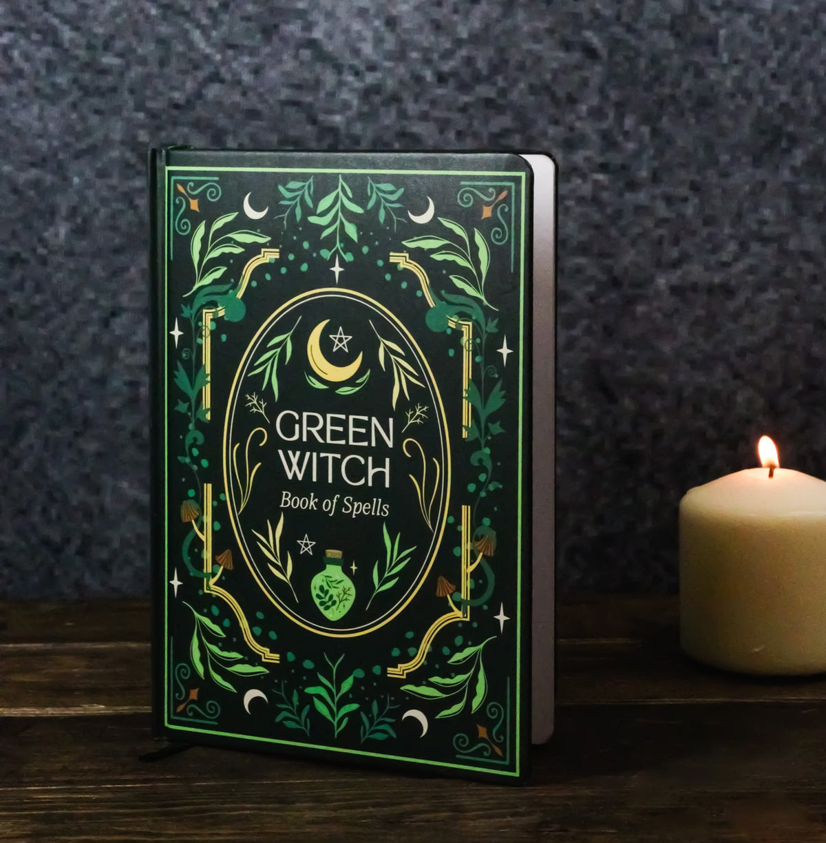 Ebros Gift Wicca Green Witch Book of Spells A5 Hardcover Notebook Journal