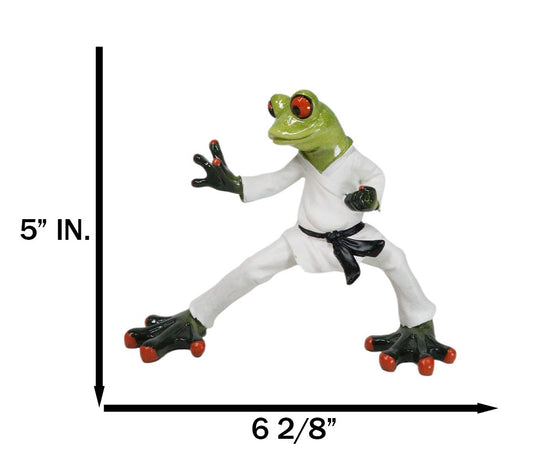 Toad Chop Karate Kid Black Belt Green Frog Martial Arts Warrior Figurine - Ebros Gift