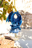 Ruth Thompson Blue Stormchaser Dragon On Pearl Glass Ball Ornament Figurine 5"H