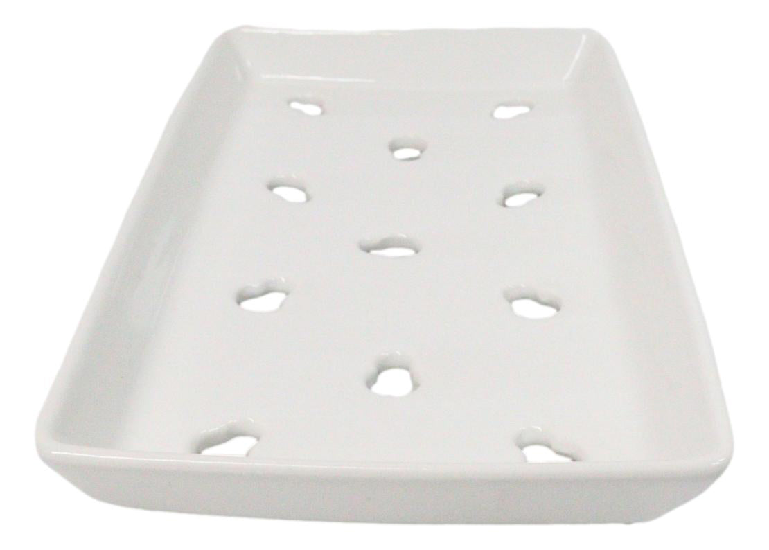 Pack Of 12 Ceramic White Neta Zara Sushi Case Plates With Drip Holes 9" By 5"
