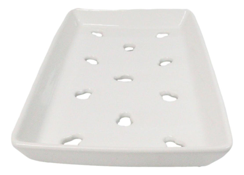 Pack Of 12 Ceramic White Neta Zara Sushi Case Plates With Drip Holes 9" By 5"