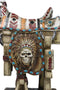 Rustic Southwest Indian Chieftain Roach Skull Cowboy Horse Saddle Figurine