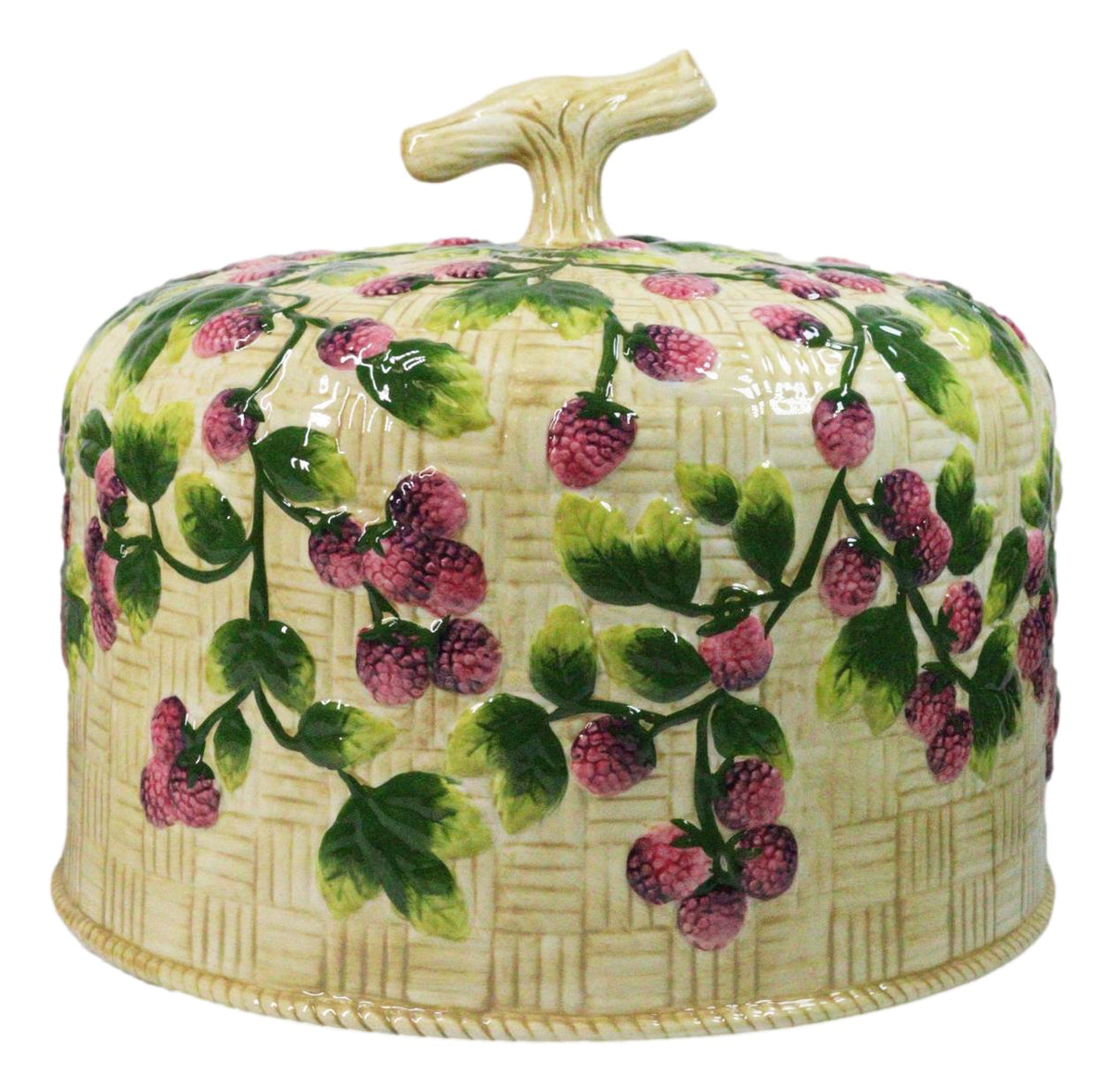 European Vineyard Grapes Ceramic Pastry Pedestal Plate Cake Stand With Dome Lid
