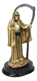 Gold Robe Santa Muerte With Scythe Patroness Of Wealth Decorative Figurine 5"H
