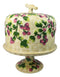 European Vineyard Grapes Ceramic Pastry Pedestal Plate Cake Stand With Dome Lid